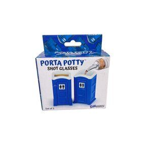 Porta Potty Shot Glasses Set Of 2 Blue 2oz Funwares Novelty Drinking Gift